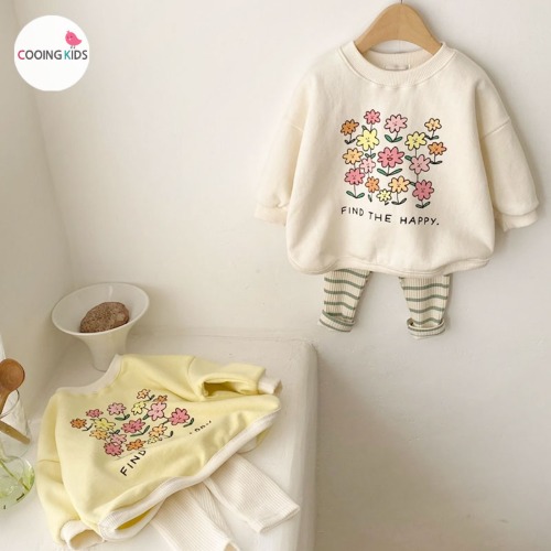 쿠잉키즈-BABY - B꽃밭상하set(맨투맨티+레깅스) 아기외출복 문센룩 돌아기옷 쇼핑몰