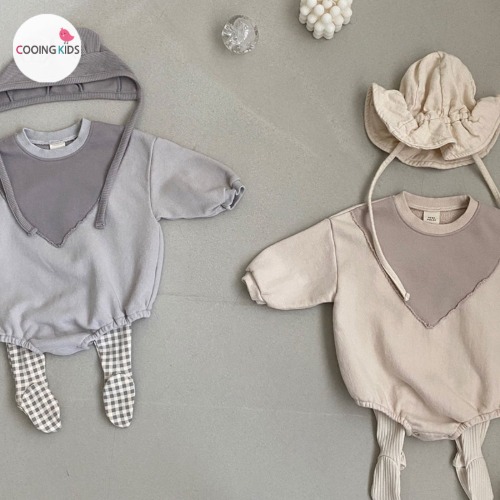 쿠잉키즈-BABY - H바이배색슈트 아기봄옷 남자아기옷 6개월아기옷