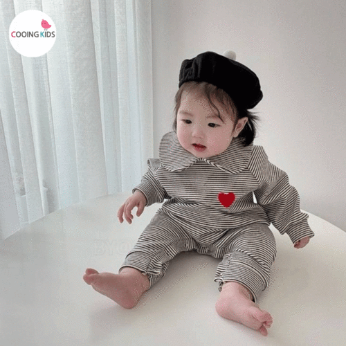 쿠잉키즈-BABY - R하트카라슈트 신생아 촬영의상 바디슈트 50일 100일 아기옷 신생아선물